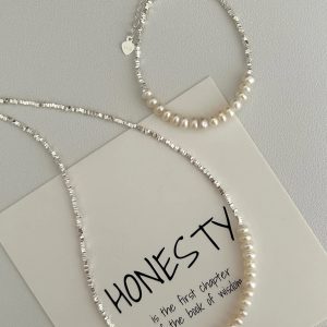 Broken Silver Natural Pearl Bracelet / Necklace