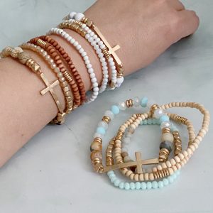 Set of 4, Stone and Wooden Beads Bracelet