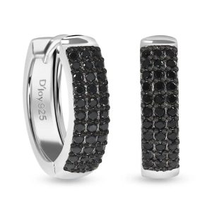 925 Sterling Silver Black Spinel Huggie Hoop Earrings for Women Jewelry Anniversary Women 0.6 Ct Valentines Day Gifts for Women