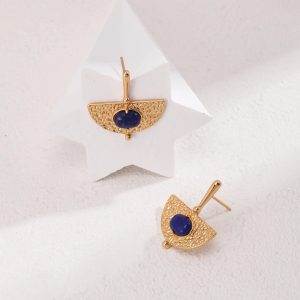 Scalloped Lapis Lazuli Earrings