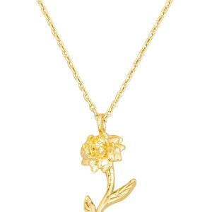 Gold Flower Pendant Necklace